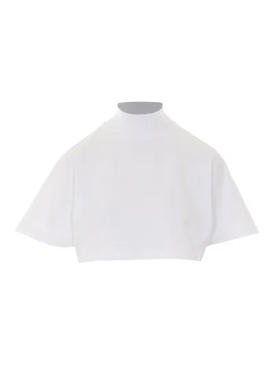 Alaïa Cropped Cotton-jersey Turtleneck T-shirt In White