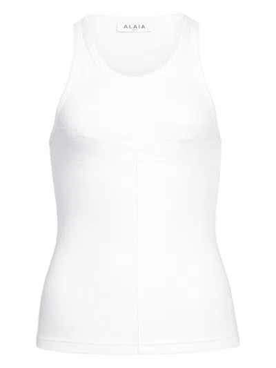 Alaïa Cotton Tank Top With Pleats In White