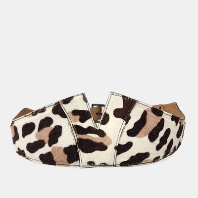 Pre-owned Alaïa Canvas Leather Ivory/brown Songchi Belt