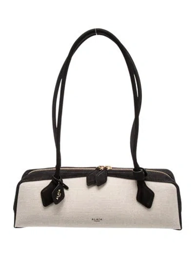 Pre-owned Alaïa Canvas Shoulder Bag In Neutral