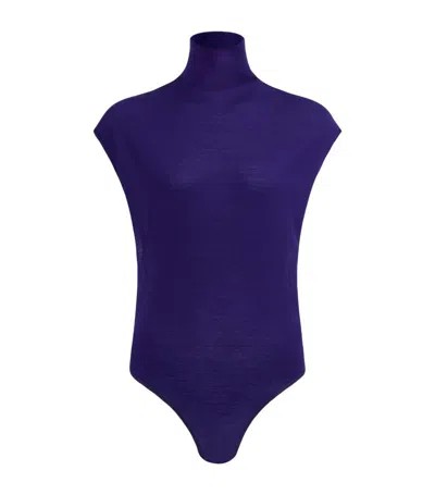 Alaïa Cap-sleeve Bodysuit In Blue
