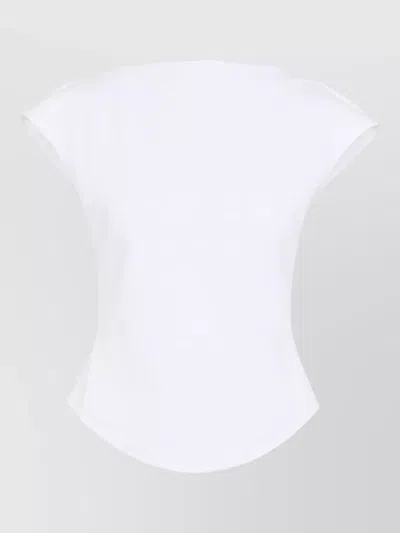 Alaïa Cap Sleeve T Shirt Round Hem Design In White