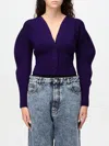 Alaïa Long-sleeved Knitted Cardigan In Violett
