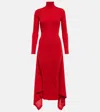 Alaïa Midikleid Aus Kaschmir Und Seide In Red