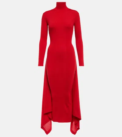 Alaïa Midikleid Aus Kaschmir Und Seide In Red