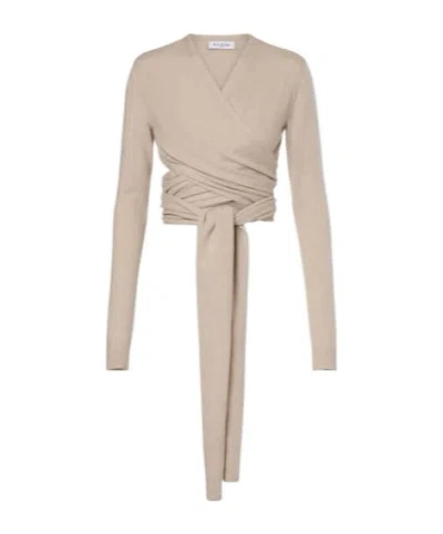 Alaïa Cashmere And Wool-blend Wrap Top In Gray