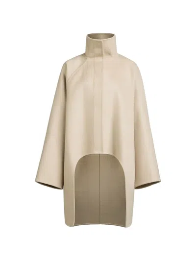 Alaïa Cashmere Asymmetric Coat In Beige