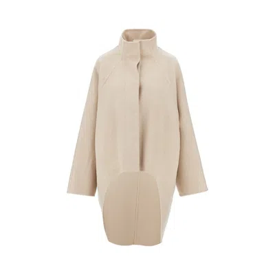 Alaïa Cashmere Asymmetrical Coat In Beige