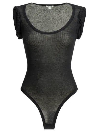 Alaïa Ribbed Modal-blend Jersey Bodysuit In Black