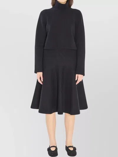 ALAÏA CASHMERE BLEND CROPPED TURTLENECK PULLOVER