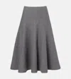 Alaïa Cashmere-blend Midi Skirt In Gray