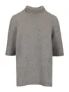 Alaïa Cashmere Blend Turtleneck Knitwear Grey In Gray