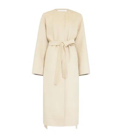 Alaïa Cashmere Collarless Coat In White