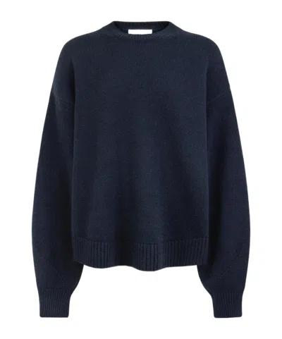 Alaïa Cashmere Crewneck Jumper In Blue