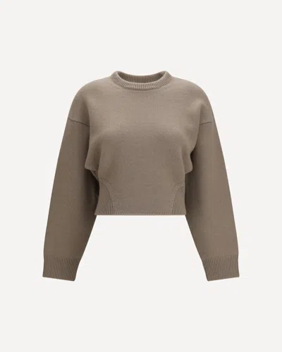 Alaïa Cashmere Crewneck Sweater In Gray
