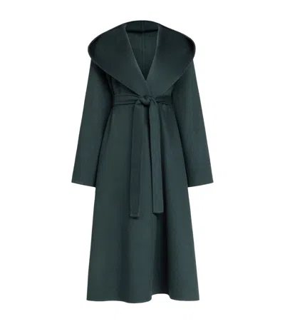 Alaïa Cashmere Hooded Wrap Coat In Green