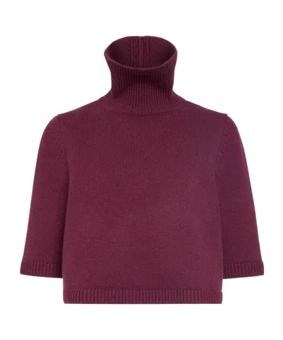 Alaïa Cashmere Knit Cropped Jumper In Burgundy