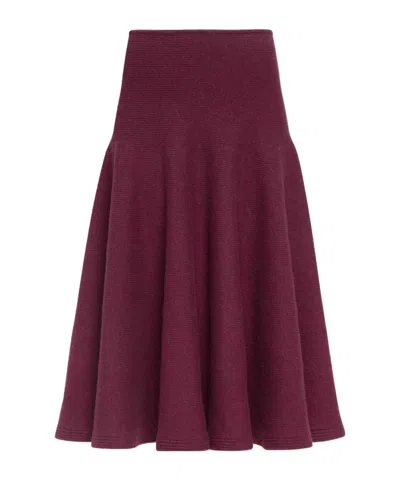 Alaïa Cashmere Knit Flare Skirt In Burgundy