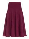 Alaïa Cashmere Knit Flare Skirt In Burgundy