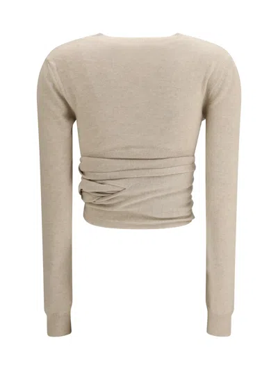 Alaïa Cashmere Wrap Wrap Top In Neutral