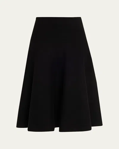 Alaïa Cashmere-blend A-line Knit Skirt In Noir