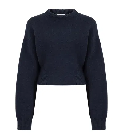 Alaïa Cashmere-blend Cinched Sweater In Blue