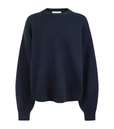 Alaïa Cashmere-blend Crew-neck Sweater In Blue