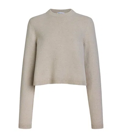 Alaïa Cashmere-blend Cropped Sweater In Gray