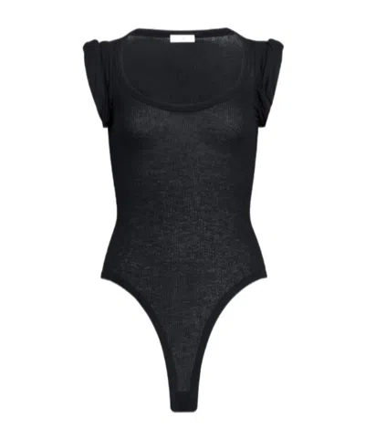 Alaïa Cashmere-blend Jersey Bodysuit In Black
