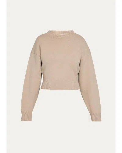 Alaïa Cashmere-blend Slim Cropped Sweater In Neutral