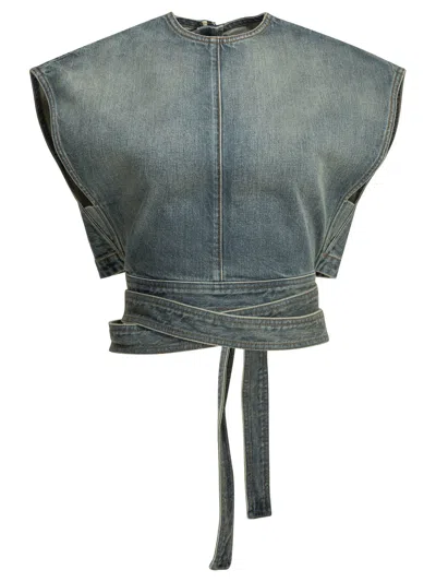 Alaïa Casual Denim Top Tops Light Blue
