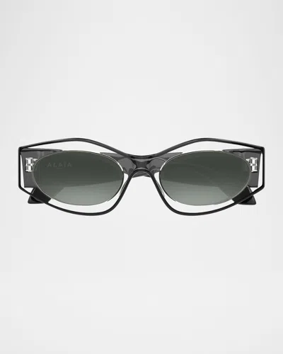 Alaïa Cat-eye Acetate Sunglasses In Black