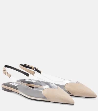 Alaïa Caur Suede And Pvc Slingback Ballet Flats
