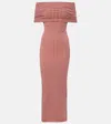 Alaïa Checked Off-shoulder Midi Dress In Multi