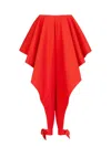 Alaïa Womens Orange Sanguine Ruffled Open-seam Cotton Trousers In Red
