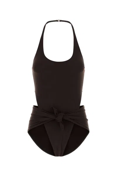Alaïa Alaia Chocolate Stretch Nylon Swimsuit In Brown
