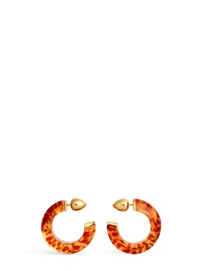 Alaïa Alaia Chunky Hoop Earrings With Metal Accent In Burgundy