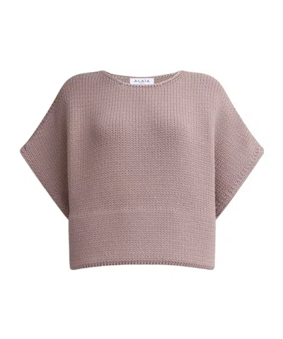 Alaïa Chunky Knit Sweater In Pink