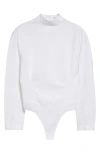 ALAÏA CINCHED LONG SLEEVE COTTON BODYSUIT