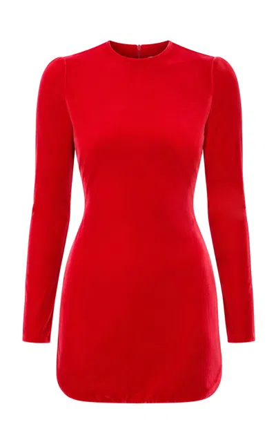 Alaïa Cinched Velvet Mini Dress In Red