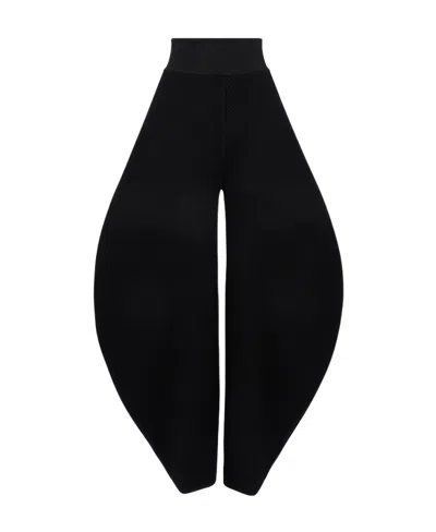 Alaïa Circular Rib Knitted Casual Pants In Black