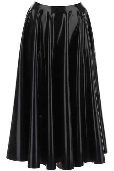 Alaïa Latex Midi Skirt In Black