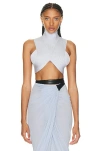Alaïa High-necked Sleeveless Vest In Bleu Pastel