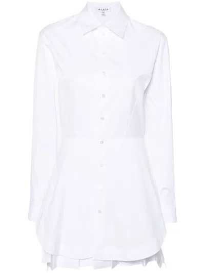 Alaïa Classically Chic White Cotton Shirt Dress