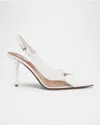 Alaïa Womens Coeur 90 Heart-shape Patent Leather Heeled Slingbacks Whit In 010 - Blanc Optique