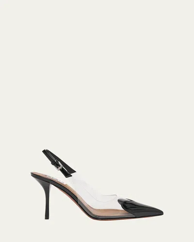 Alaïa Coeur Clear Patent Heart-toe Slingback Pumps In Noir