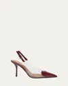 Alaïa Clear Patent Heart-toe Slingback Pumps In Rouge
