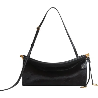Alaïa Click M Ew Genuine Calf Hair Shoulder Bag In Black