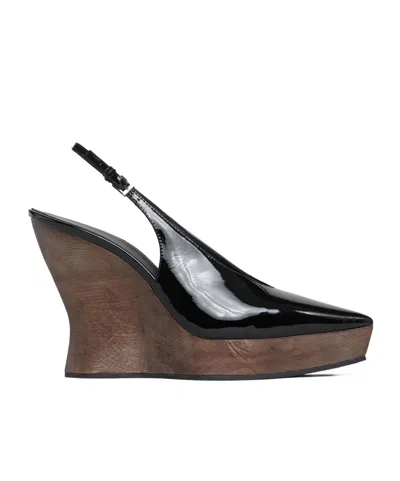 Alaïa Clogs Wedge Slingbacks In Patent Calfskin In Black