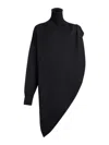 Alaïa Asymmetric Caped Turtleneck Sweater In Black